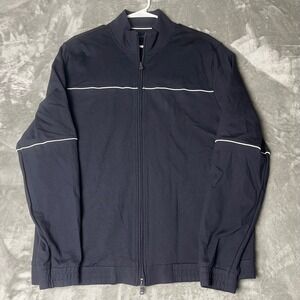 PATRICK ASSARAF Navy Blue Track Jacket Mens XL Full Zip White Stripe Athletic